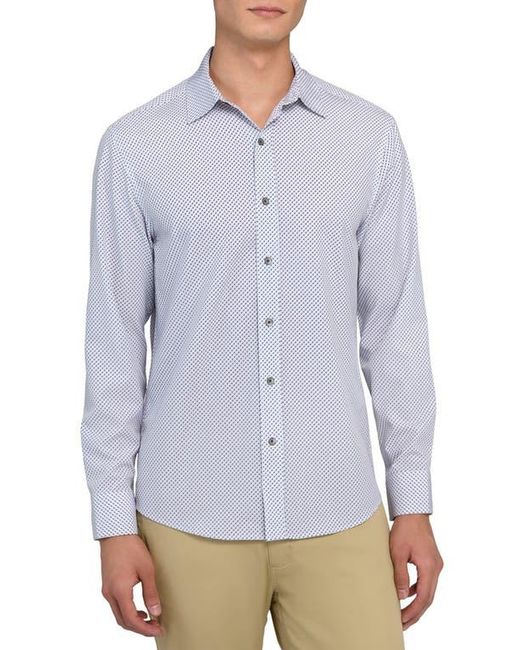 W.r.k. Blue Slim Fit Geometric Print Performance Button-Up Shirt for men