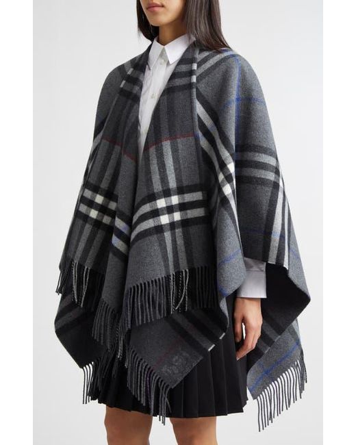 Burberry Black Check Double Face Cashmere & Wool Cape
