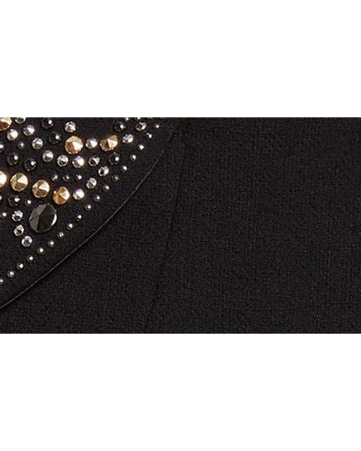 Versace Black Embellished Wool Crepe Miniskirt