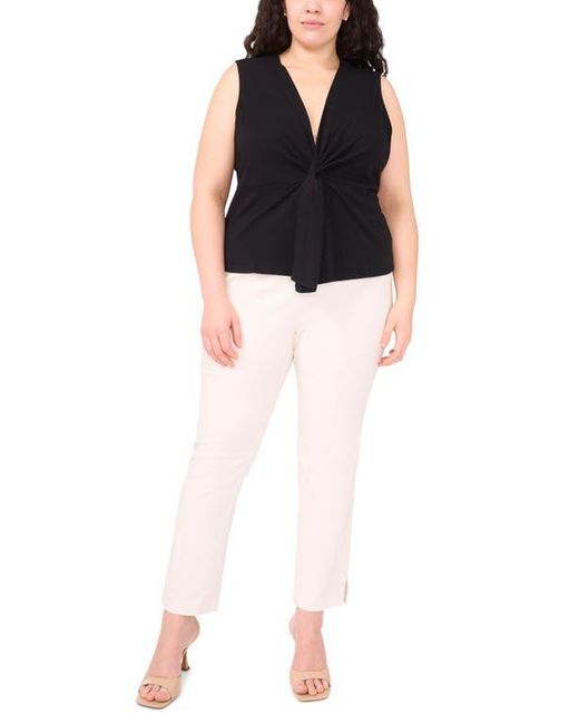 Halogen® Blue Twist Front Sleeveless Cotton Knit Top
