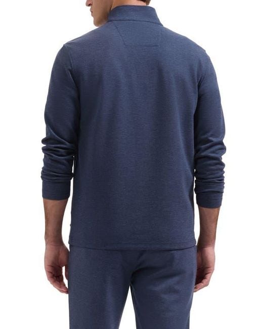 Bugatchi Blue Soft Touch Quarter Zip Pullover for men