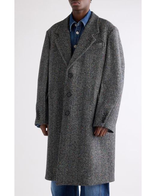 Givenchy Gray Oversize Wool Blend Herringbone Overcoat for men