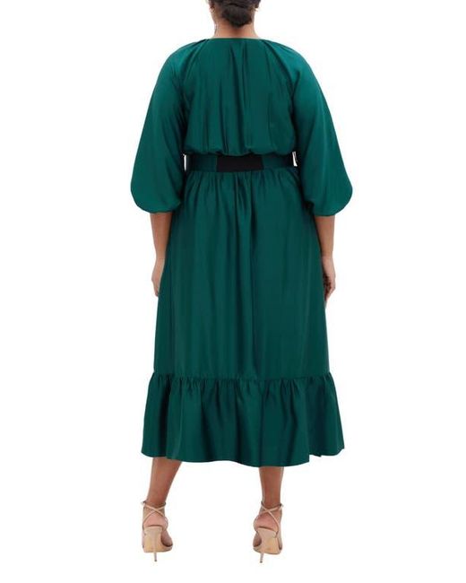 City Chic Green Betty Belted Midi Dress