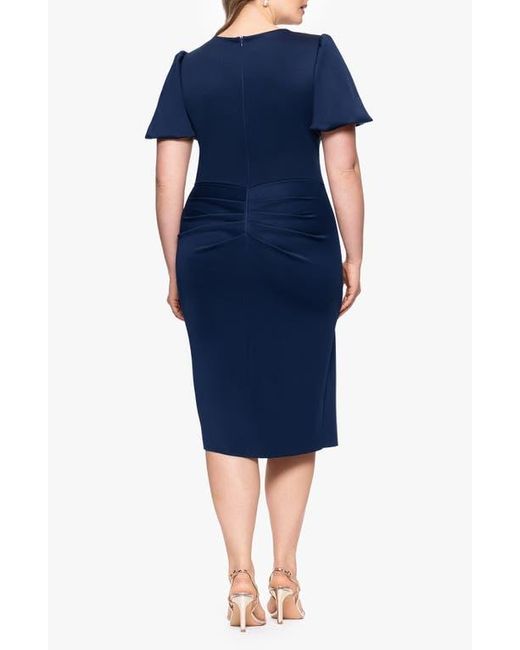 Xscape Evenings Women's Blue Ruffle Scuba Knit Cocktail Dress -  www.disolcolor.com