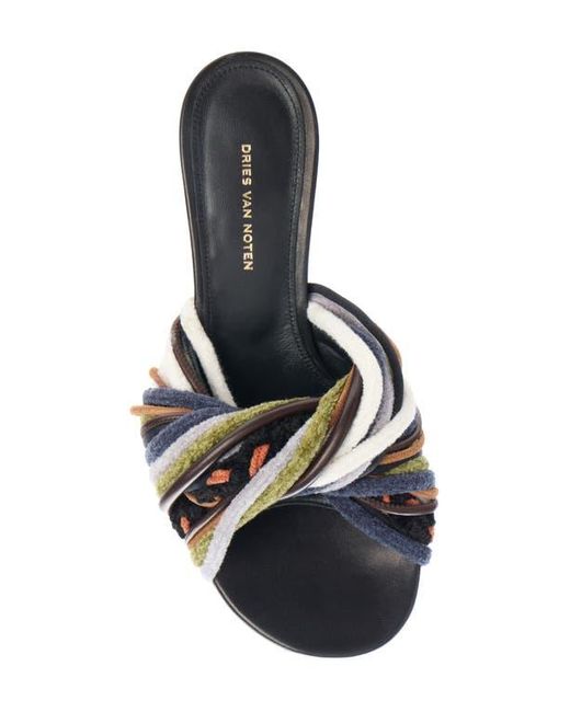 Dries Van Noten Blue Dented Wedge Slide Sandal
