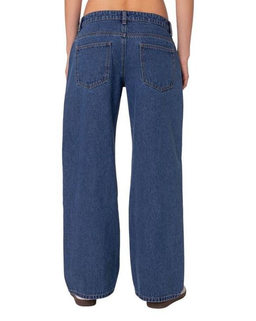 Edikted Blue Raelynn Washed Wide Leg Jeans