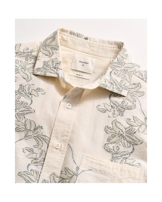 Billy Reid Natural Watercolor Lily Short Sleeve Button-Up Shirt for men