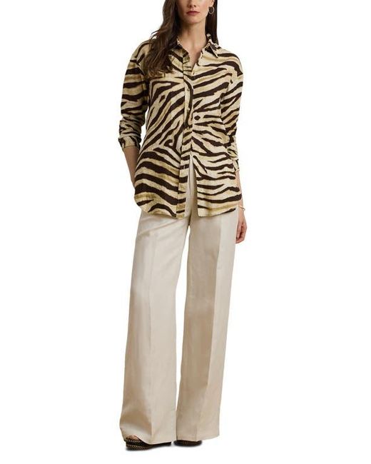 Ralph Lauren Multicolor Zebra Stripe Relaxed Fit Linen Button-Up Shirt