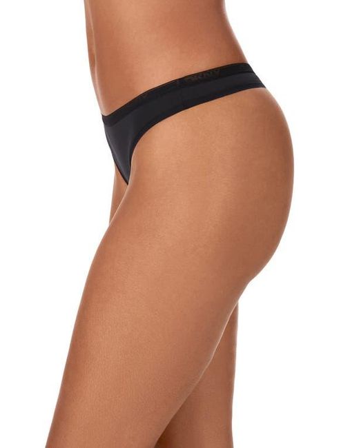 DKNY Black Table Top Stretch Cotton Blend Thong