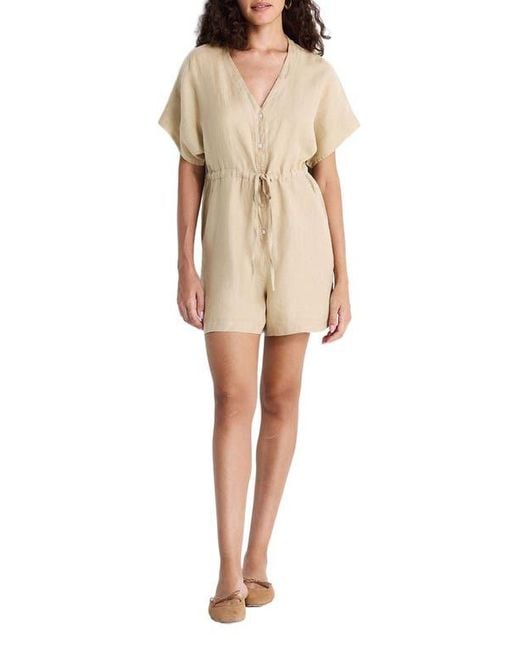 REISTOR Natural V Neck Drawstring Romper
