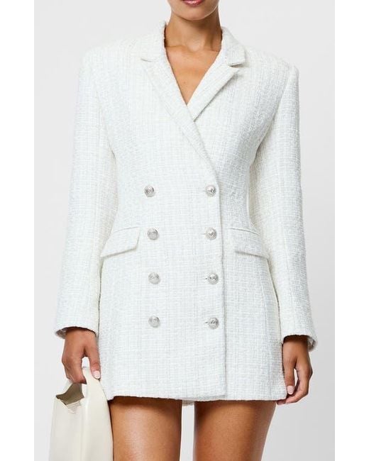 French Connection White Scattered Tinsel Long Sleeve Double Breasted Minidress
