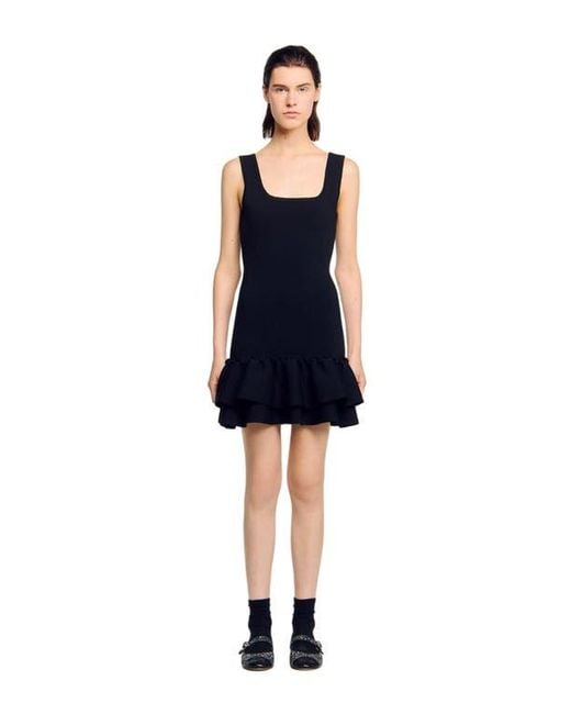 black knit fit and flare dresses Jonathan Simkhai Fit & Flare Dress Black Pointelle Stretch Knit Size S –  Celebrity Owned main image 1