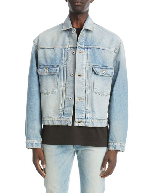 KENZO Stone Bleach Cotton Denim Trucker Jacket in Blue for Men | Lyst