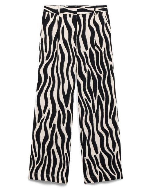 Mango Black Zebra Stripe Straight Leg Pants