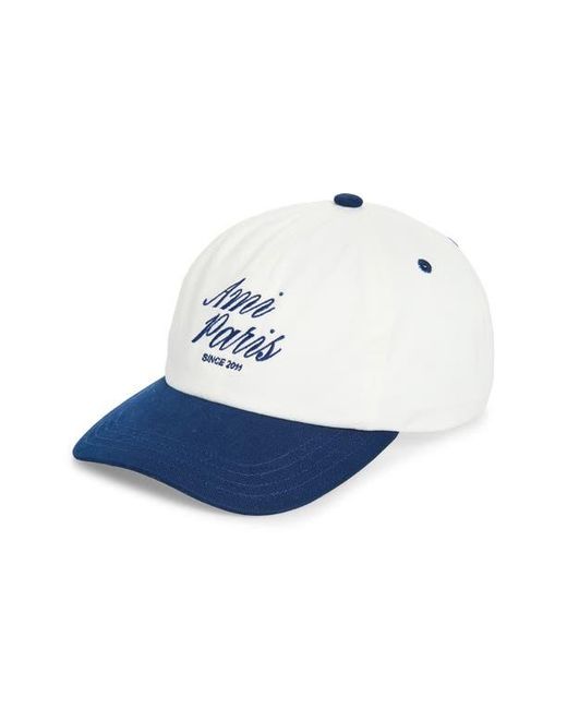 AMI Blue Bicolor Logo Embroidered Adjustable Baseball Cap for men
