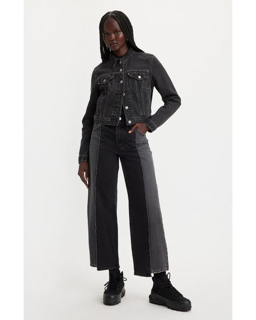 Levi's Black Recrafted Crop baggy Wide Leg Dad Jeans
