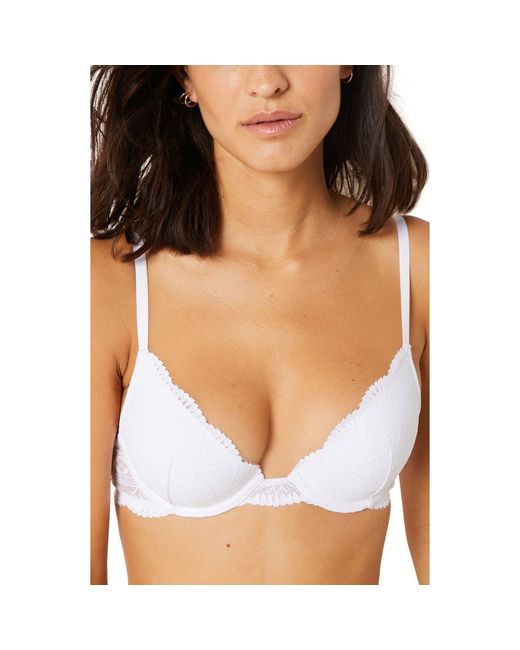 Etam White Idole No. 2 Underwire Plunge Push-Up Bra