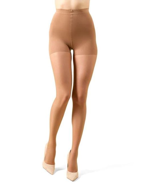 Memoi Brown Cotton On Top Crystal Top Tights