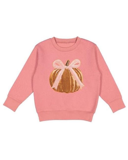 Sweet Wink Pink Pumpkin Sequin Patch Sweatshirt
