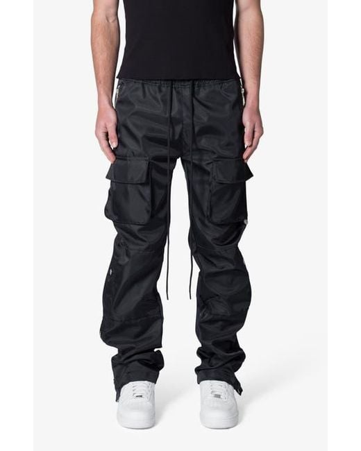MNML Black Side Snap Nylon Cargo Pants for men