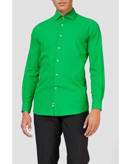 Opposuits Evergreen Solid Cotton Blend Button-Up Shirt for men