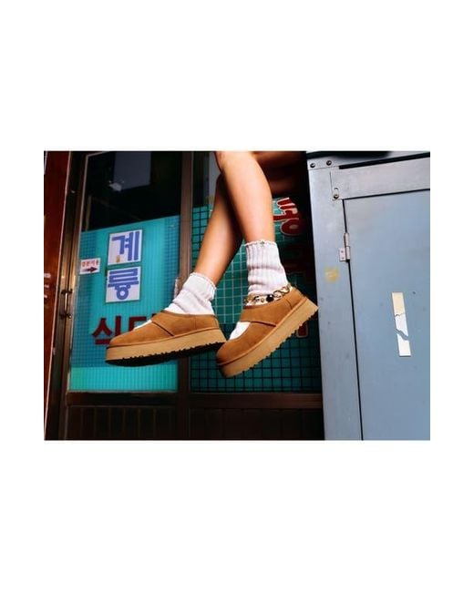 UGG★Bea Genuine Shearling Lined Platform スリッポン UGG Bea Genuine Shearling Lined Platform Mary Jane in Brown