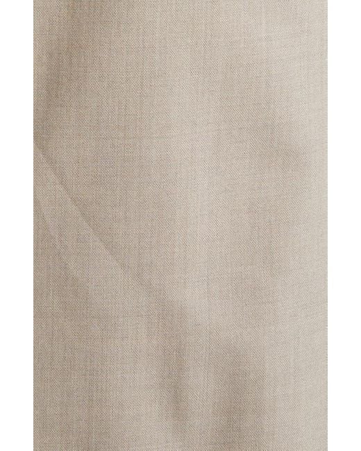 Lafayette 148 New York Natural Short Sleeve Pleated Waist Responsible Stretch Wool Dress