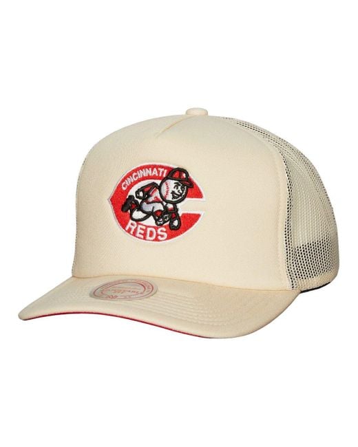 Mitchell & Ness Natural Cincinnati Reds Cooperstown Collection Evergreen Adjustable Trucker Hat At Nordstrom for men