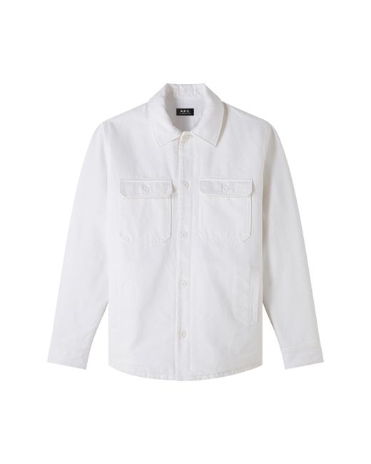 A.P.C. White A. P.c. Alessio Denim Button-up Shirt Jacket for men