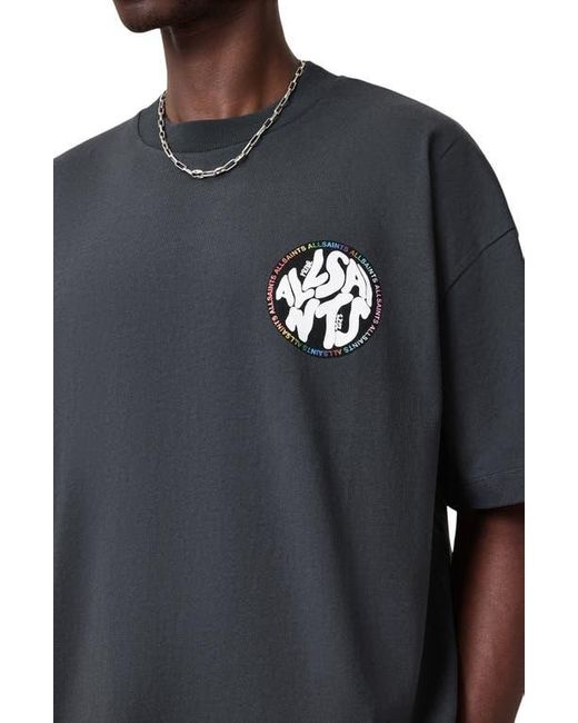 AllSaints Black Pride Distortion Oversize Graphic T-Shirt for men