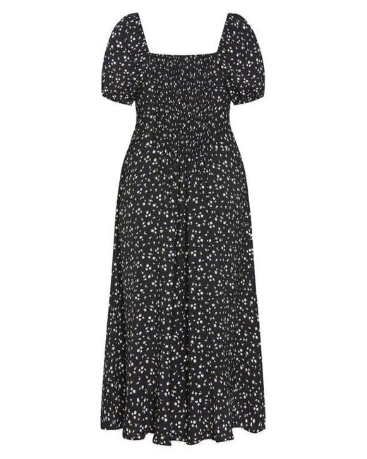 City Chic Black Dress Sky Floral Midi Dress