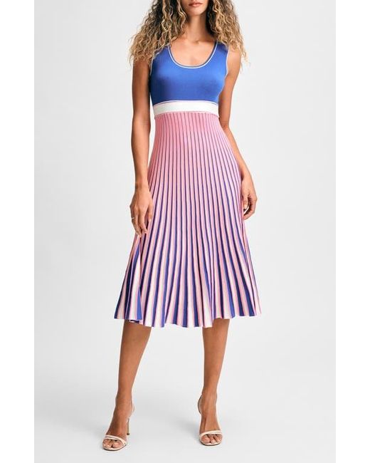 Isaac Mizrahi New York Red Stripe Sleeveless Fit & Flare Sweater Dress