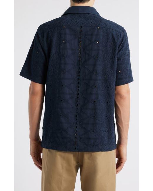 NN07 Blue Julio 5392 Eyelet Camp Shirt for men