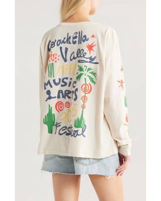 Daydreamer White X Coachella Collage Merch Long Sleeve Cotton Jersey Graphic T-Shirt