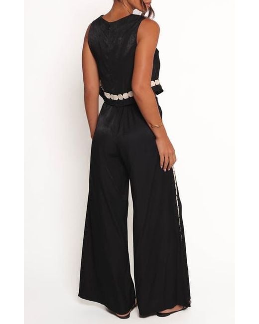 Petal & Pup Black Margarete Embroidered Detail Crop Top & Wide Leg Pants Set