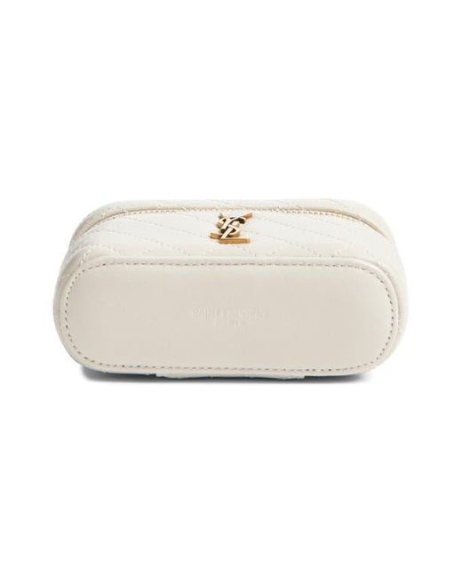 Saint Laurent Natural Micro Gaby Quilted Leather Vanity Crossbody Bag