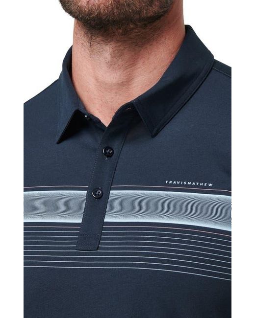 Travis Mathew Blue State Of The Art 2.0 Chest Stripe Polo for men