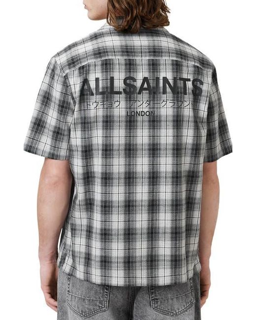 AllSaints Gray Undermono Plaid Button-Up Shirt for men