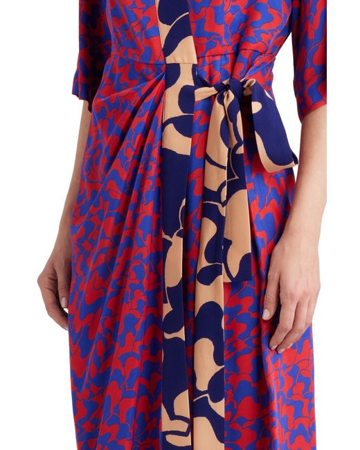 Dries Van Noten Purple Mixed Abstract Print Wrap Dress