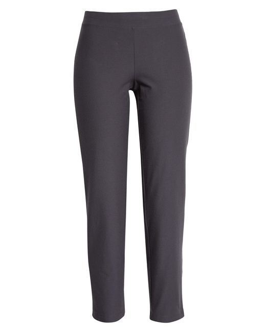 Eileen Fisher Gray Stretch Crepe Slim Ankle Pants