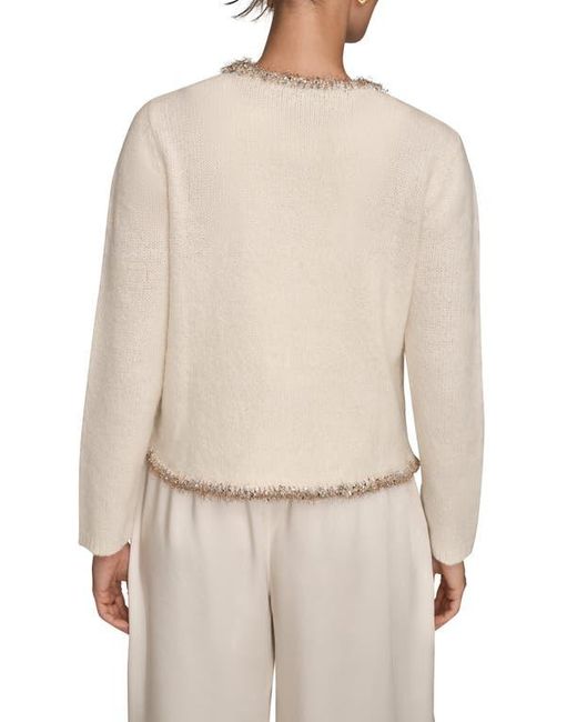 Donna Karan Natural Metallic Trim Cardigan