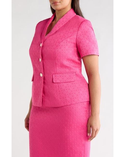 Kasper Pink Jacquard Three-Button Jacket