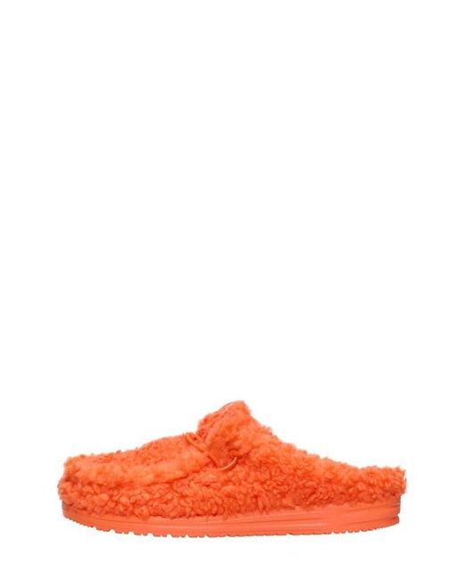HeyDude Orange Wally Faux Shearling Slipper for men