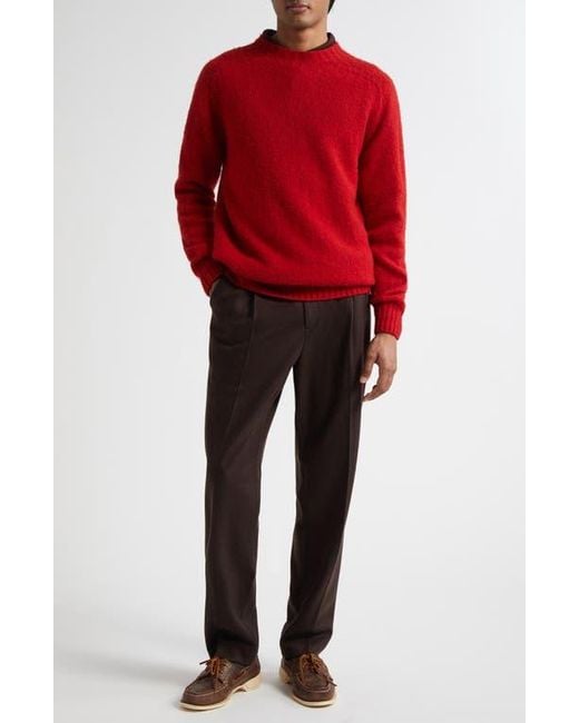 Sunspel Red Brushed Shetland Wool Sweater for men