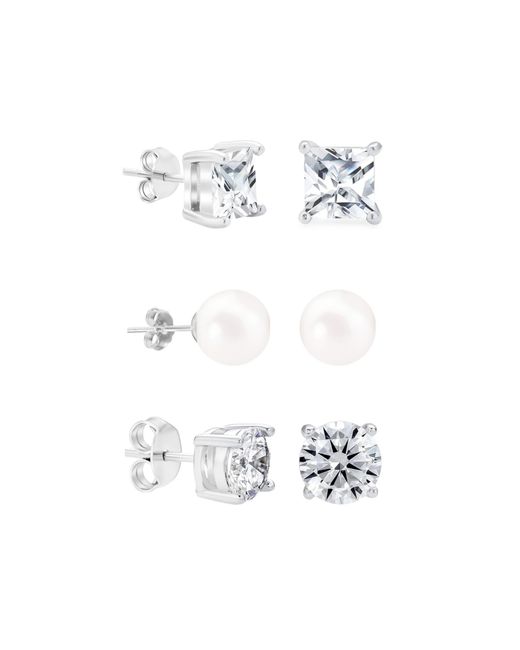Donatello Gian White Sterling Studs Set