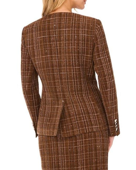 Ted Baker Brown Collarless Tweed Jacket