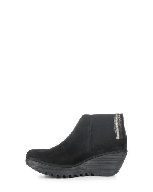 Fly London Black Yego Wedge Bootie