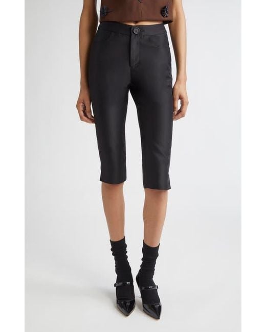 ShuShu/Tong Black Satin Capri Pants
