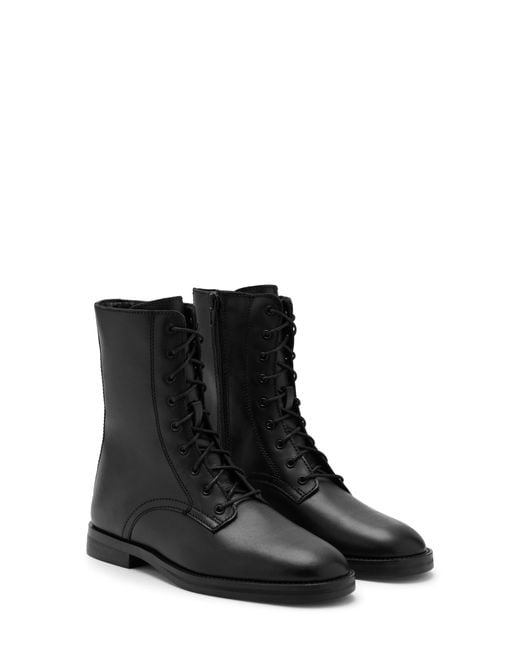 Mango Black Leather Ankle Boot