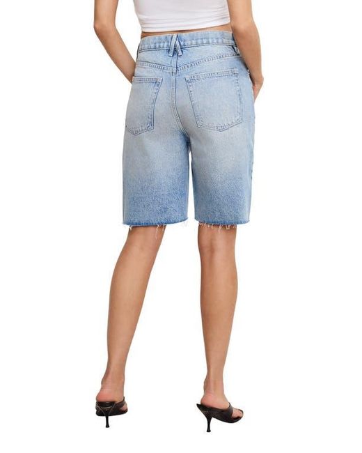 GOOD AMERICAN Blue Good Standard Raw Hem Denim Bermuda Shorts